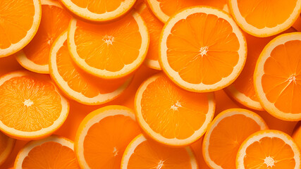 Orange slices background. Top view.