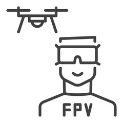 FPV Drone and Man vector concept thin line icon or sign