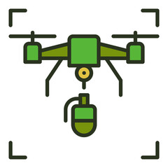 Drone with Grenade vector Quadcopter concept colored icon