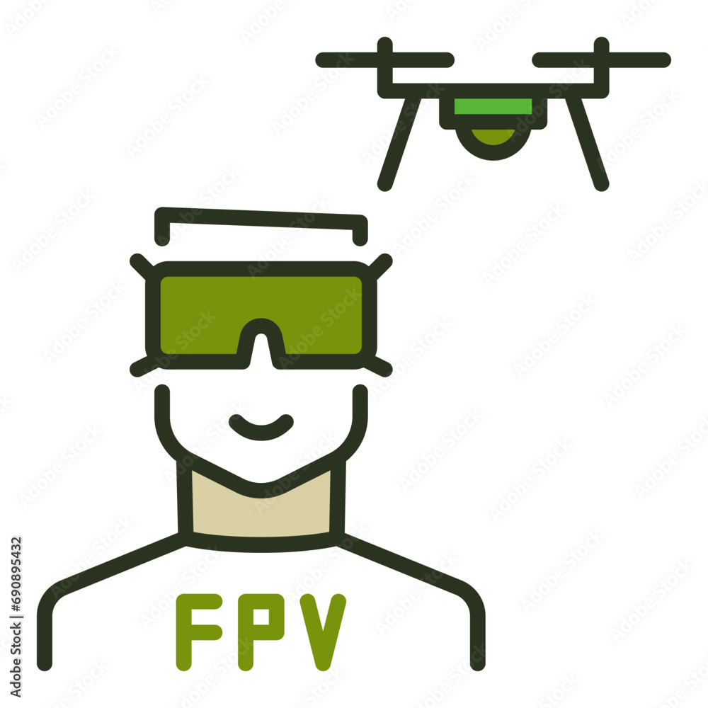 Poster man with fpv drone vector concept colored icon