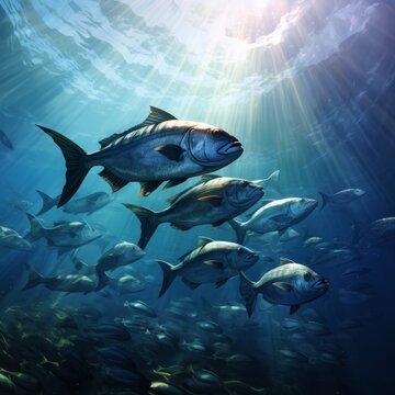 Generative AI image of a school of fish