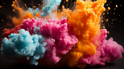abstract paint smoke background explosion cloud splash colorful motion texture art design explode dye pi - obrazy, fototapety, plakaty