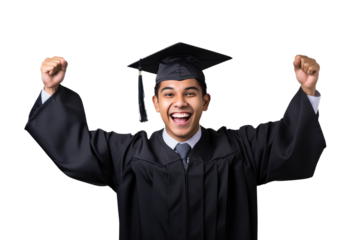 student wearing graduation gowns