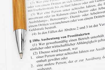 Ausbeutung von Prostituierten Artikel 180 Strafgesetzbuch