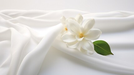 A fragrant jasmine flower, its simple beauty captured against a white canvas.