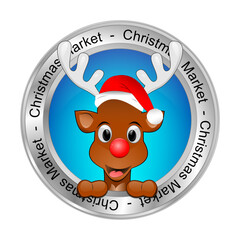Christmas Market button with reindeer - 3D illustration - 690898644