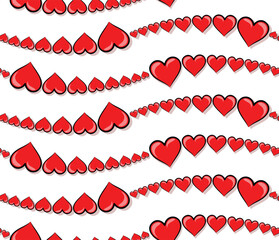 The seamless red background with hearts.
