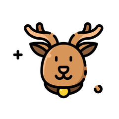 Christmas reindeer character icon color flat style vector illustration