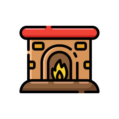 Fireplace icon color vector isolated on white background