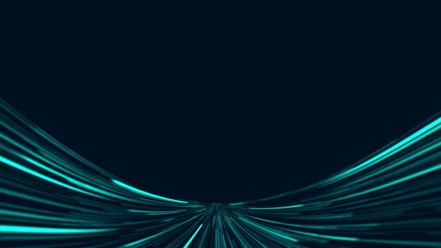 Portal made of turquoise color stripes on a black background