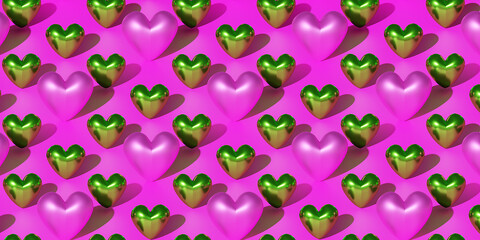 Love 3d heart set, color hearts. Happy Valentines Day - Love you label, 3d love banner. Pattern with heart.