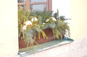 christmas tree on a window