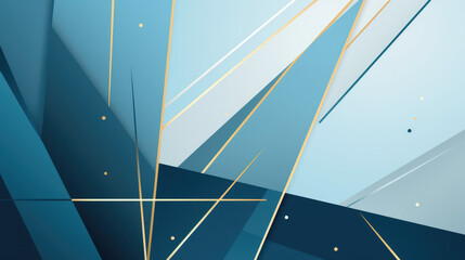 Abstract blue and gold geometric lines on a minimalist background.