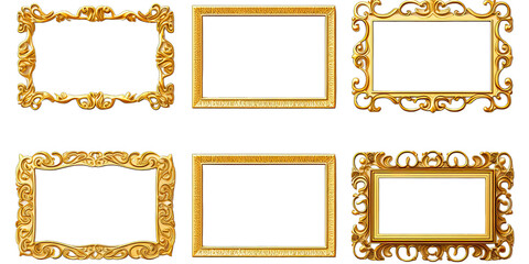 Elegant Different Golden Frame On Transparent Background
