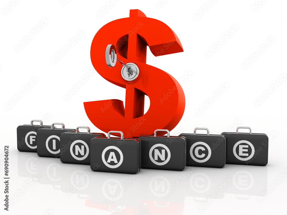 Aufkleber 3d rendering insert key dollar symbol