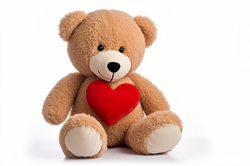 teddy bear sitting with red heart
