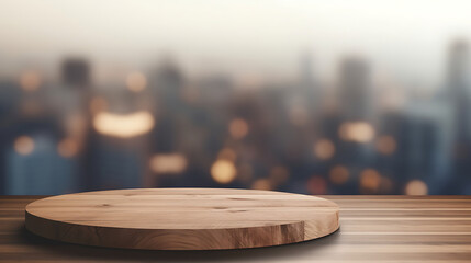 Empty space on pld wooden table can be used for display or mock up for display of product,blurred out background. Generative Ai - obrazy, fototapety, plakaty