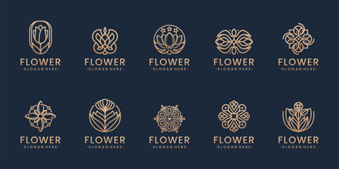 Set of floral flower ornament beauty luxury logo design inspirations