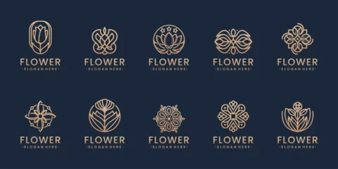 Fotobehang Set of floral flower ornament beauty luxury logo design inspirations © Fahmiy