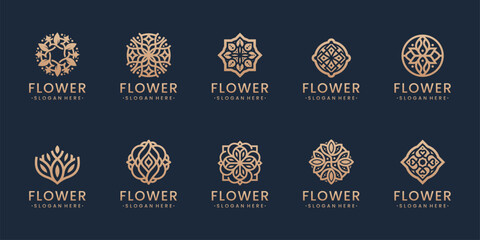 Set of floral flower ornament beauty luxury logo design inspirations