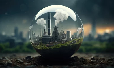 Foto op Canvas Environmental Impact of Industrialization Concept in Glass Sphere © Maris