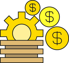 Dollar Coins and Gear Icon
