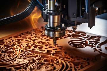 Close-up of a cnc router for wood carving
