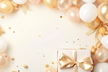Birthday background with balloons and gifts - obrazy, fototapety, plakaty
