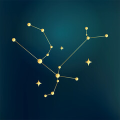 Andromeda. Stellar Star Logo Concept Gold. Constellation with Stars. Golden. © Vector Queen