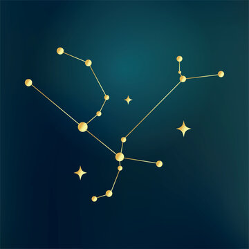 Andromeda. Stellar Star Logo Concept Gold. Constellation with Stars. Golden.
