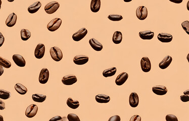 Obraz premium Coffee Beans, Isolated Aromatic Caffeine Seed for Dark Roasted Espresso, Morning Brew, and Flavorful Beverage Generative Ai