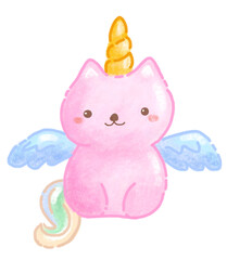 Cute pink cat unicorn