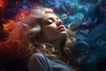 young woman in an astral projection