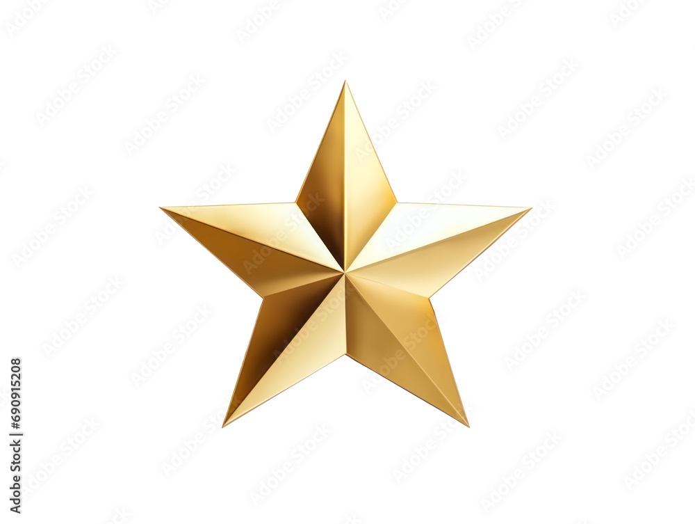Poster golden 3d star with a glossy finish isolated on a transparent background. generative ai