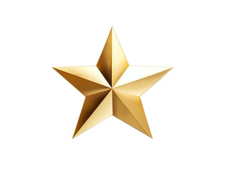 Golden 3D star with a glossy finish isolated on a transparent background. Generative AI