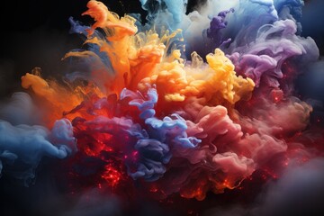 Fototapeta na wymiar cloud of ink colors on a black background
