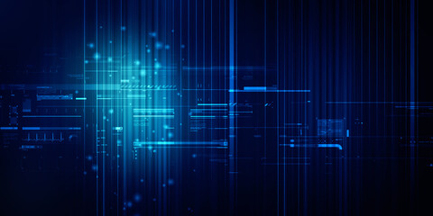 2d illustration Abstract futuristic electronic circuit technology background