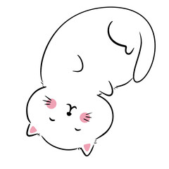 Hand drawn cute whit cat 