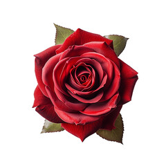 Red rose isolated on transparent  background. Ai Generate