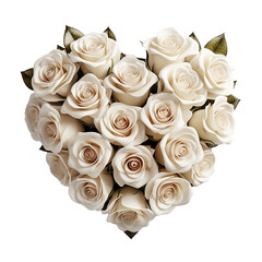 Obraz na płótnie Canvas Heart shaped bouquet of white roses . AI Generative