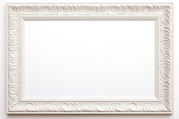 elegant white frame on a white background. empty space for text or images. Frame made of wood and plaster