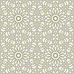 Seamless geometric ornament based on traditional islamic art.Brown color lines. For fabric,textile,cover,wrapping paper,background and lasercutting.