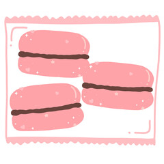 hand drawn valentine macarons candy illustration