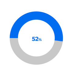 52 percent pie chart outline stroke vector illustration eps