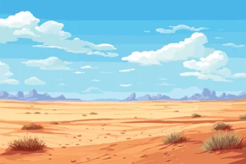 Fotobehang A vast desert view with clear blue sky during the day, landscape with mountains and blue sky, vector illustration © Mahmud Hasan Rashed