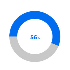 56 percent pie chart outline stroke vector illustration eps