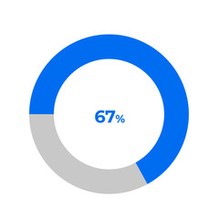 67 percent pie chart outline stroke vector illustration eps