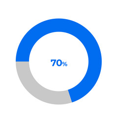 70 percent pie chart outline stroke vector illustration eps