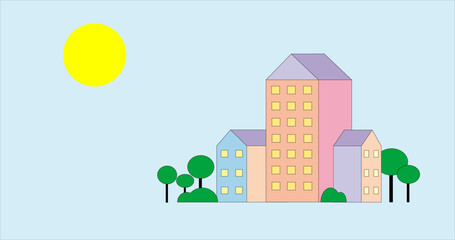 landscape with trees and houses