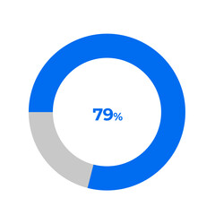 79 percent pie chart outline stroke vector illustration eps